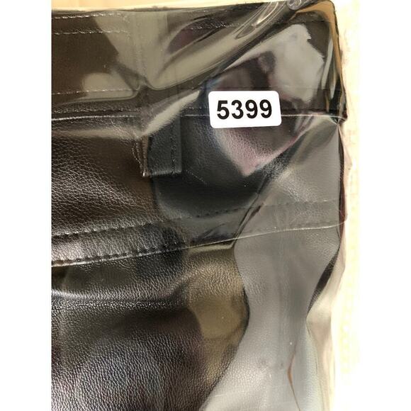 Halogen Faux Leather Pants High Rise Straight Leg Slightly Cropped Black Size 16 - Picture 6 of 6